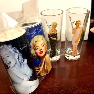 Vintage Marilyn Salt & Pepper Shakers & shot glasses